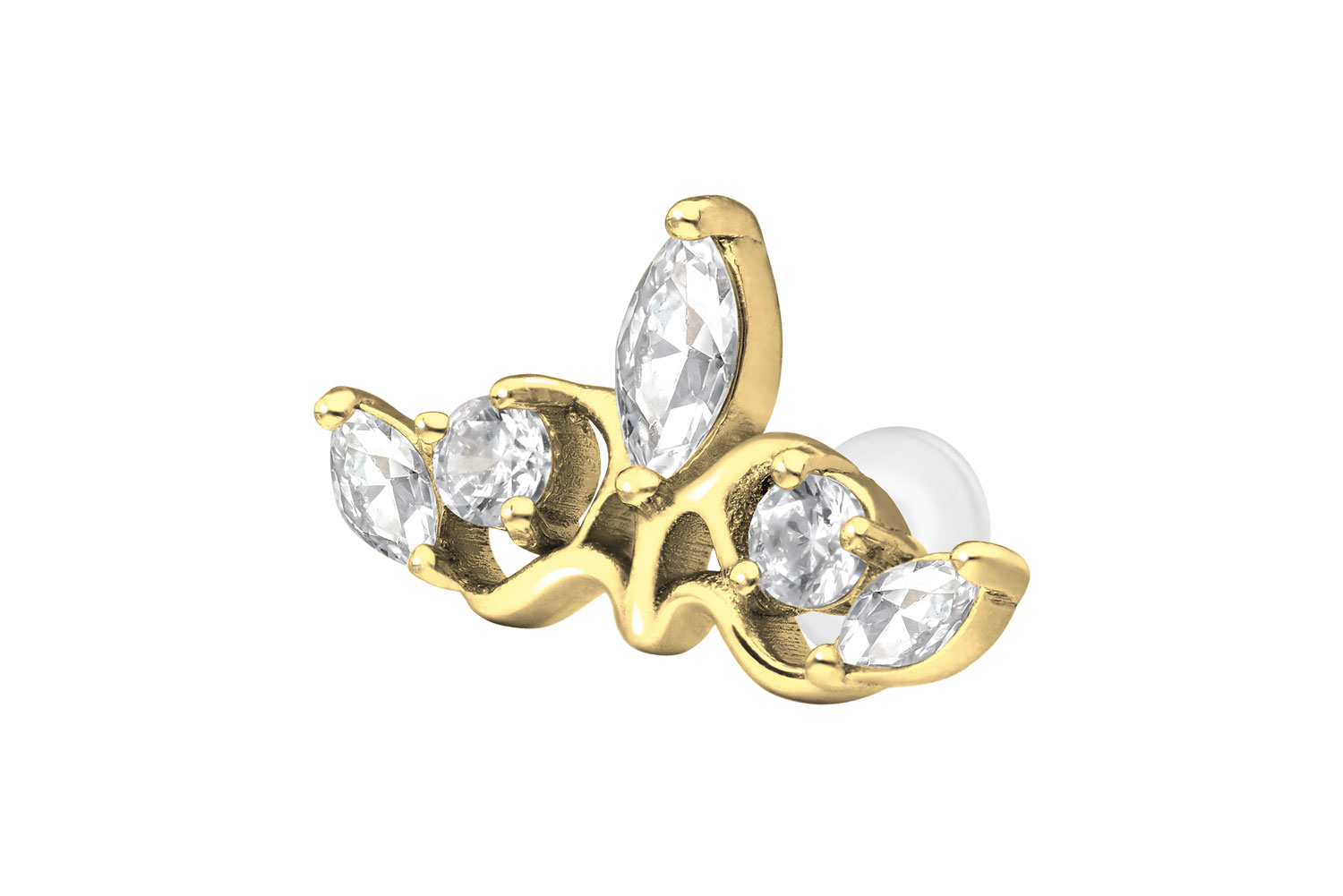 PTFE Labret Piercing mit Innengewinde + Titan-Aufsatz GOTISCHE KRONE